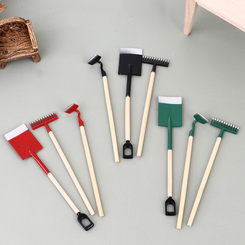 3Pcs 1:12 Dollhouse Miniatures - огляд і ціна Gardening Tools Rake
