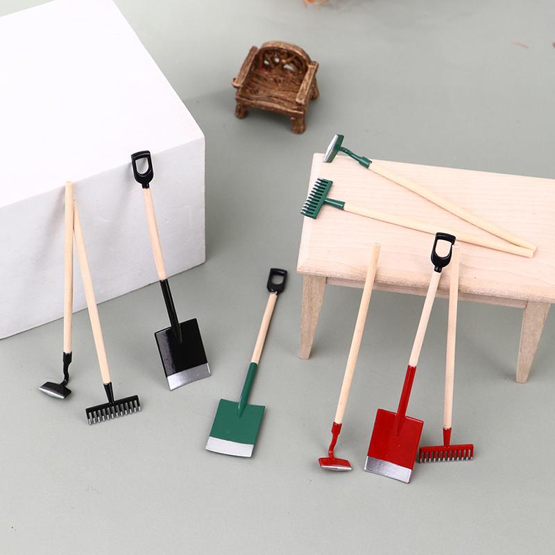 3Pcs 1:12 Dollhouse Miniatures - огляд і ціна Gardening Tools Rake